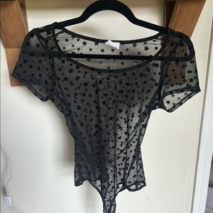 Black Sheer Star Bodysuit